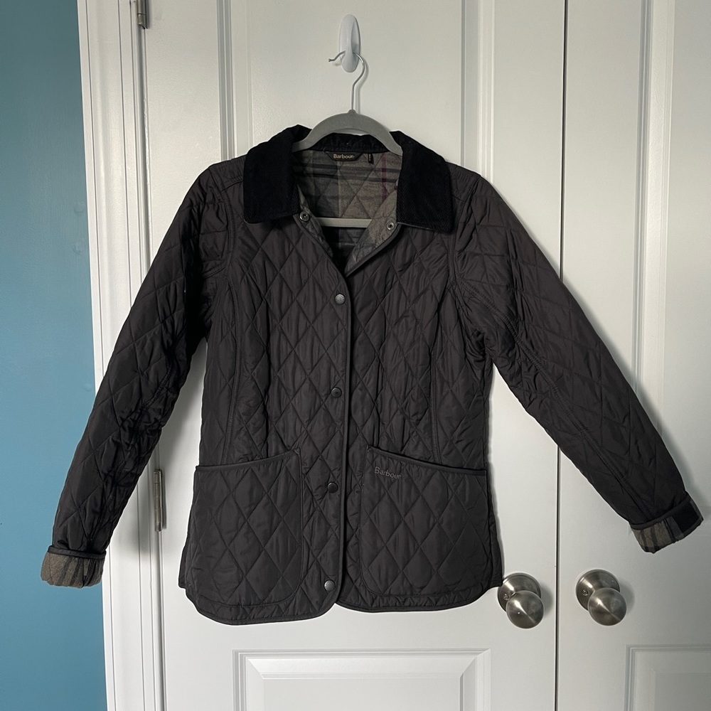 Womens Grey Quilted Barbour Jacket